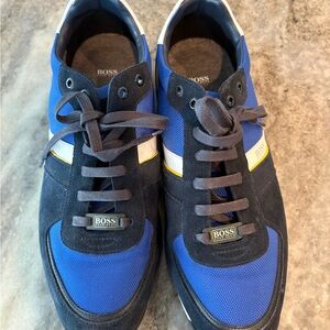 BOSS Men's Blue and Black Sneakers